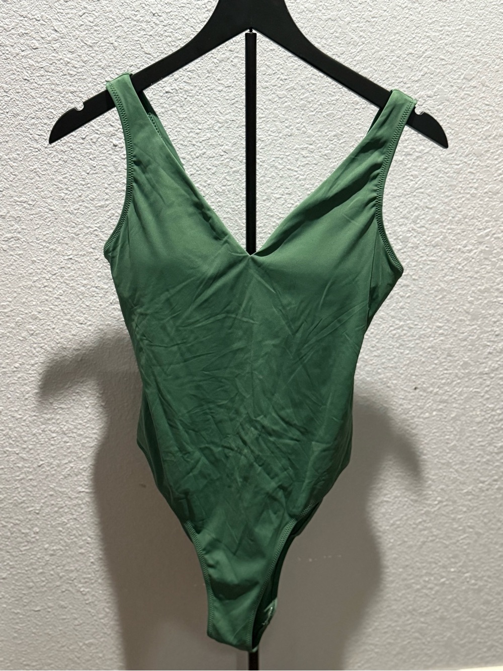Classic V-Neck One-Piece Swimsuit in Green